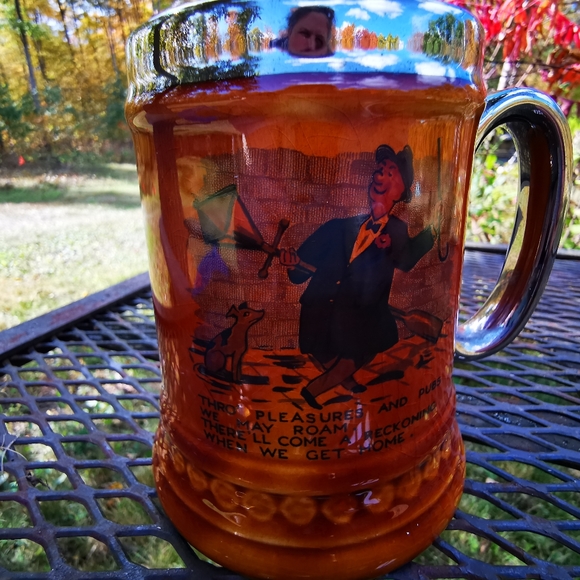 Vintage Lord Nelson Pottery Brown and Silver Kitschy Beer Stein Mug - Picture 11 of 16
